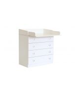 4 Drawer Unit 1580 With Changing Board and Storage White - Right side