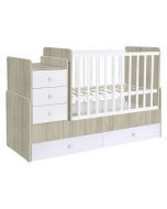 Kudl, Cotbed Simple 1100 with Drawer Unit Elm/White - Side View
