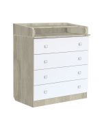  4 Drawer Unit 1580 With Changing Board and Storage Elm/White - Right Side