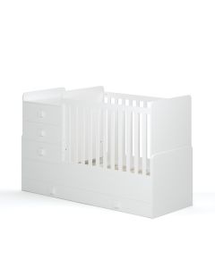 Kudl, 1200 Combi 4 in 1 Cot Bed, White - Right Side