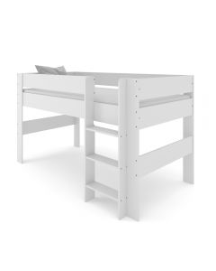 Kudl, Childrens Mid Sleeper - White - Right Side View