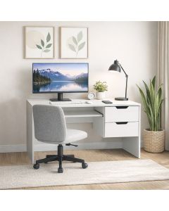 Modern Home Office Desk with Storage Drawers – White