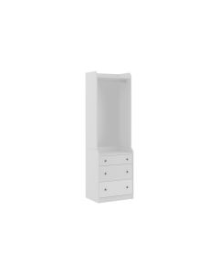 KUDL 3-Drawer Open Wardrobe, Modern Bedroom Storage Cupboard with Hanging Rail in White