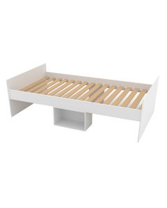 Angle view of the white bed frame