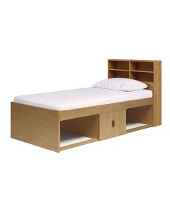 Low Single 3ft Cabin Bed with bookcase headboard Oak