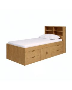 Captain's Single 3ft Cabin Bed with bookcase headboard Oak