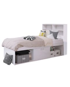 Kidsaw, Low Single 3ft Cabin Bed with Bookcase Headboard - White
