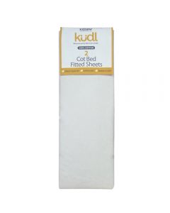 Kudl Kids, 2 x Cotton Cotbed Fitted Sheets White - Packaged