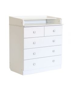 5 Drawer Unit 1780 With Changing Board and Storage White - Right side
