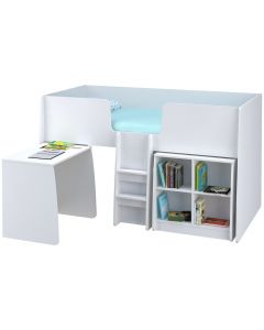 Kidsaw Loft Station Single 3ft Cabin Bed Bundle White - Right Side