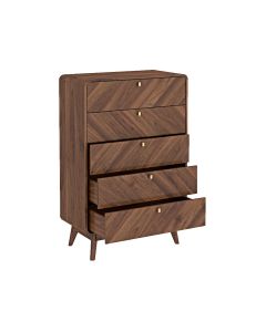 LV44, 5 Drawer Chest - Columbian Walnut - Drawers Open