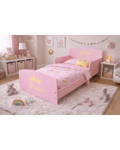 Kids Princess Toddler Bed Frame with Safety Rails