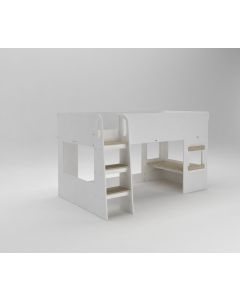 Mid Sleeper with Under Desk - WHITE/OAK
