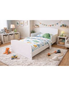 Kids White Toddler Bed Frame with Safety Rails