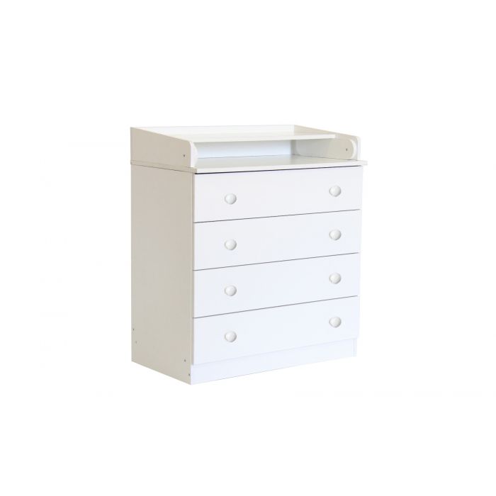 Kudl Kids 4 Drawer Unit 1580 With Changing Board and Storage White