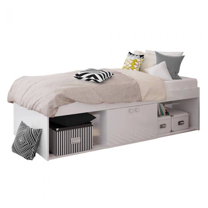 white single cabin bed with storage