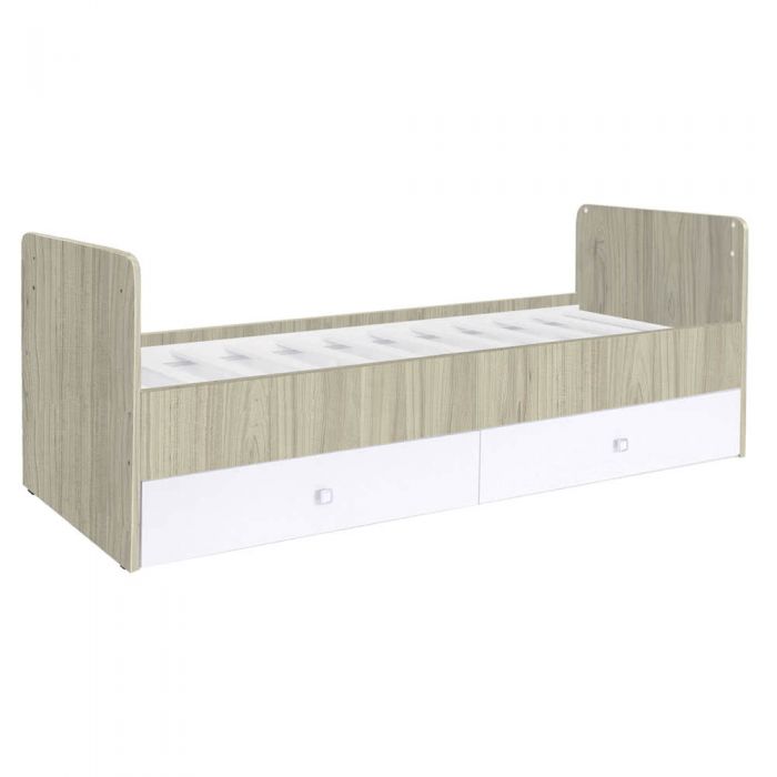 Kidsaw Cot Bed Simple 1100 with Drawer Unit White 