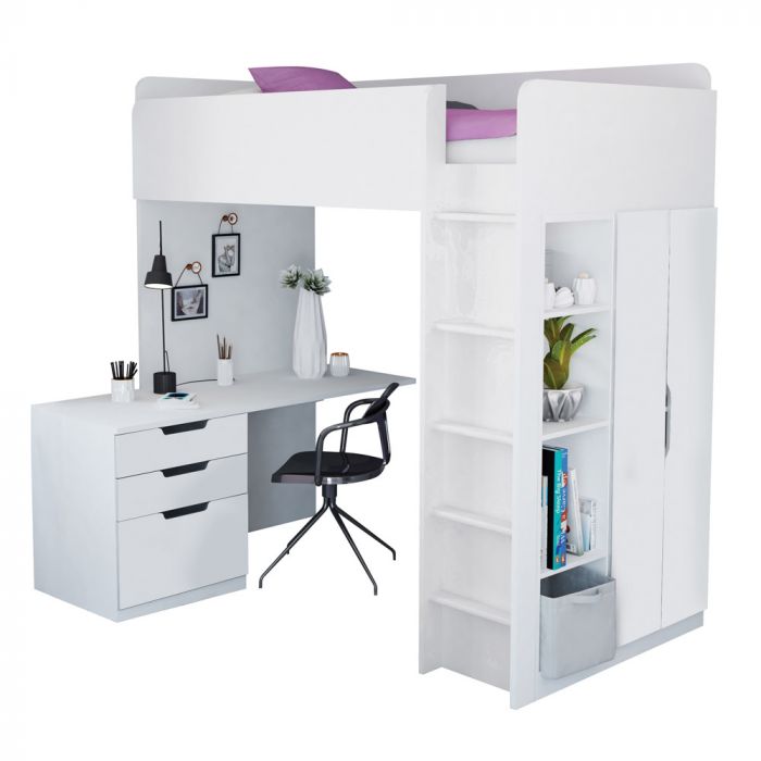 Kidsaw High Sleeper Loft Bed Storage Bundle