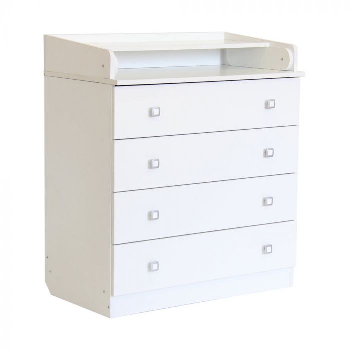 Kudl Kids 4 Drawer Unit 1580 With Changing Board And Storage White